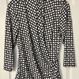 Chaus Black and White Geometric Blouse